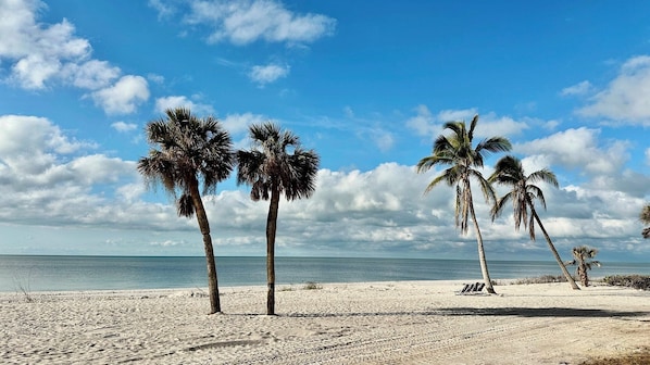 In Strandnähe, Liegestühle, Strandtücher