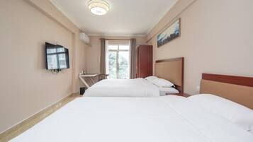 Egyptian cotton sheets, down comforters, memory foam beds, desk