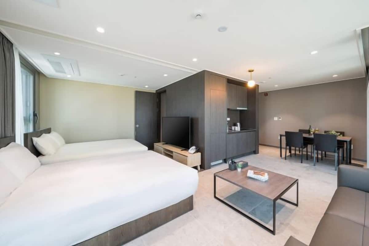 1 bedroom, hypo-allergenic bedding, blackout curtains, free WiFi