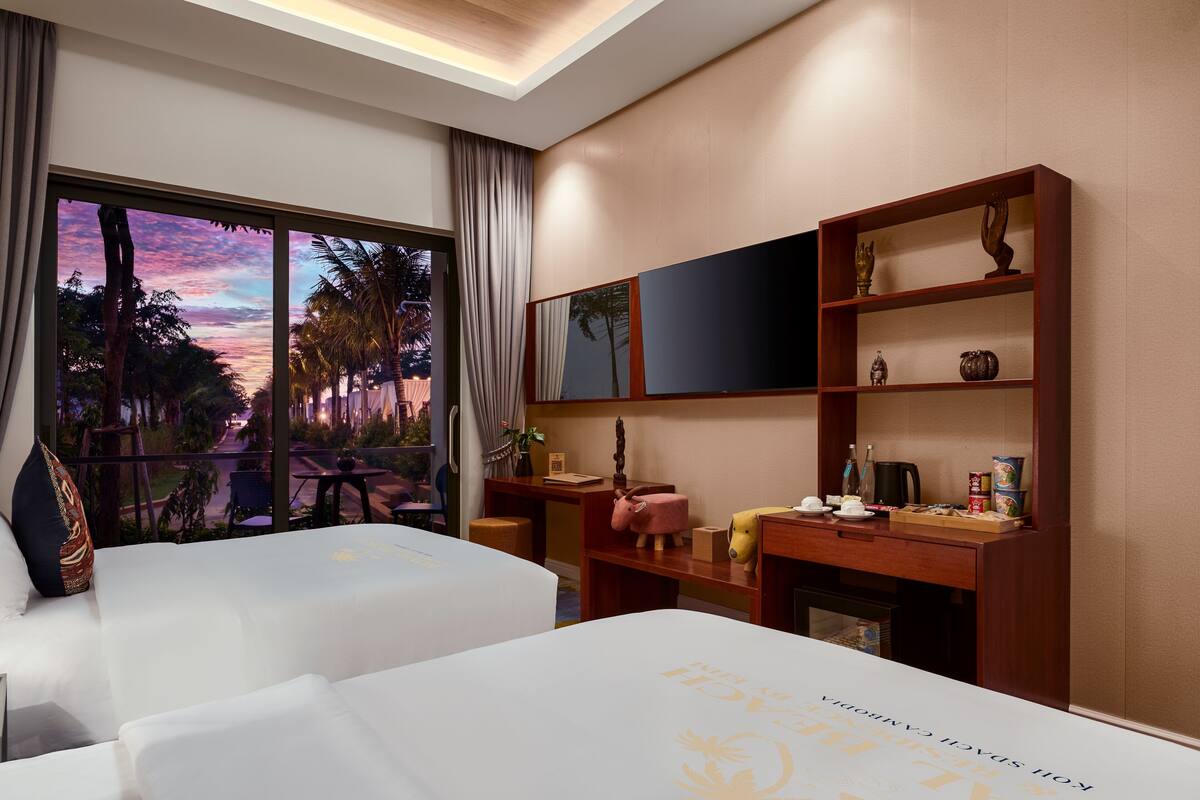 Ropa de cama de alta calidad y minibar 