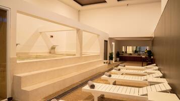 Sauna, steam room, aromatherapy, deep-tissue massages, body scrubs