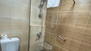 Shower, hair dryer, slippers, bidet