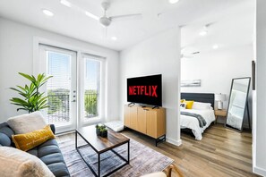 1 bedroom, iron/ironing board, travel crib, WiFi