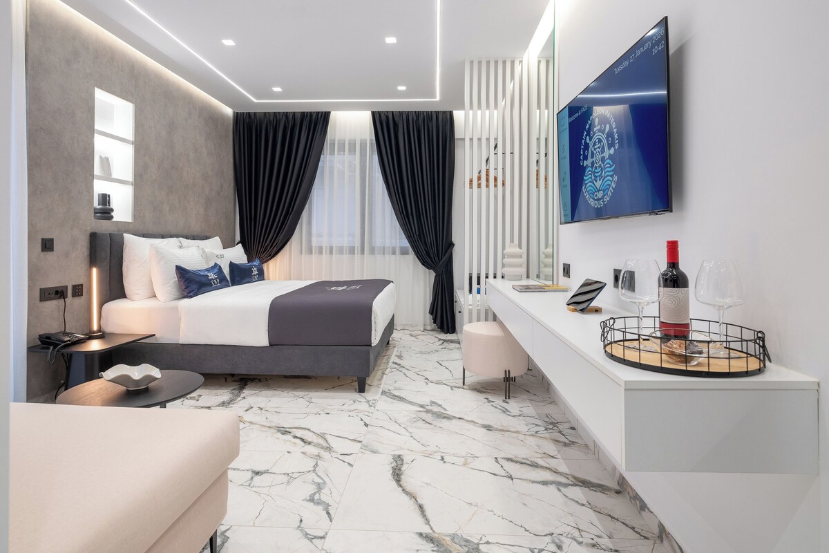 Luxe beddengoed, bedden met traagschuimmatras, een minibar