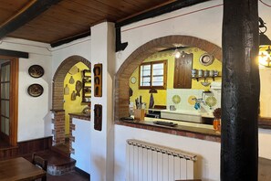 Family Chalet, 4 Bedrooms, Mountainside (Baita Immersa Nel Verde) | Private kitchen | Fridge, microwave, oven, stovetop - Baita Immersa Nel Verde (Grandola ed Uniti)