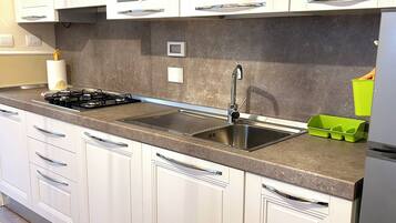 Réfrigérateur, micro-ondes, plaque de cuisson, lave-vaisselle