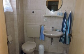 Dusche, Haartrockner, Handtücher