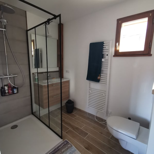 Dusche, Handtücher, Seife, Toilettenpapier