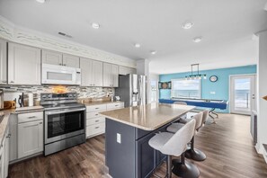 Fridge, microwave, oven, stovetop - Summer Winds #191 - Ocean Views, Private Pool, Hot Tub & Steps to the Beach! (North Topsail Beach)