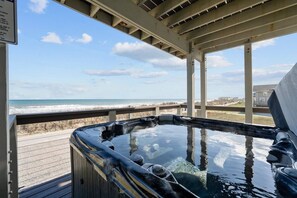 Outdoor spa tub - Summer Winds #191 - Ocean Views, Private Pool, Hot Tub & Steps to the Beach! (North Topsail Beach)