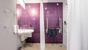 Double Room, Roll-in Shower | Accessible bathroom