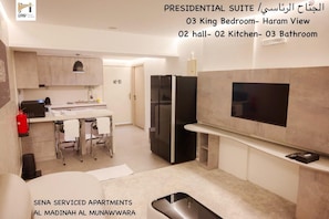 Presidential Apartment, 3 Bedrooms, Kitchen | Living area