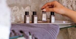 Shower, free toiletries, hair dryer, slippers