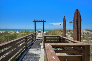 On the beach, white sand