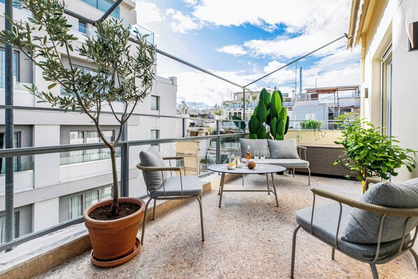 Apartament familiar, balcó, vistes a la ciutat | Balcó
