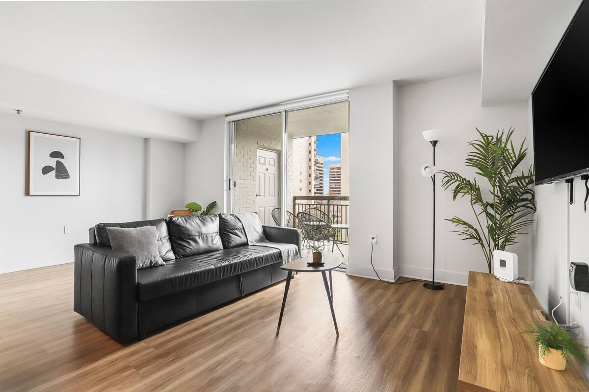 Apartment, 2 Bedrooms, City View | Living area | Smart TV
