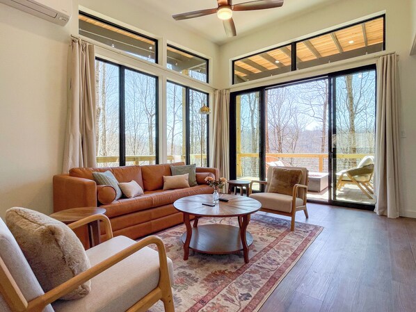 Smart TV, fireplace, stereo