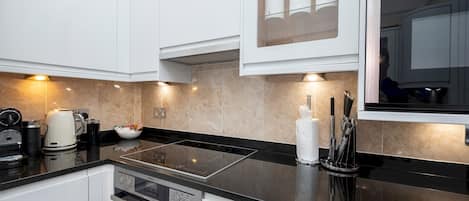 Fridge, microwave, oven, dishwasher