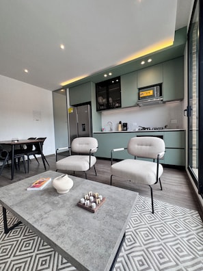 Executive Apartment, Balcony | Private kitchen