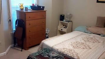 1 bedroom, iron/ironing board, bed sheets