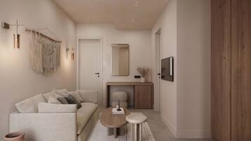 Suite monolocale Superior, vista mare | Biancheria da letto ipoallergenica, minibar, una cassaforte in camera