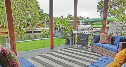 Family-Friendly Riverfront Home w/ Game Room, Kayaks, Swim Mat & Space to Play