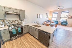 Fridge, microwave, oven, stovetop - 1br Apartment/Downtown/UWEC/Hospital/Clinic (Eau Claire)