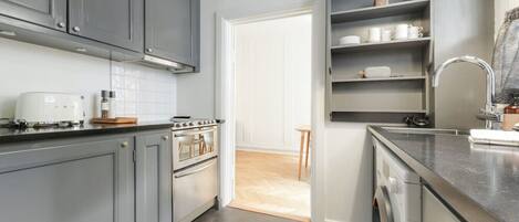 Fridge, oven, stovetop, dishwasher