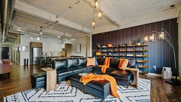 Smart TV, video games, DVD player, foosball