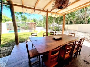 Outdoor dining - Peaceful House, Private Pool, 2 cars included (Akumal)