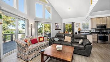 Smart TV, fireplace, ping pong, books