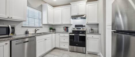Fridge, microwave, oven, dishwasher