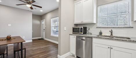 Fridge, microwave, oven, dishwasher