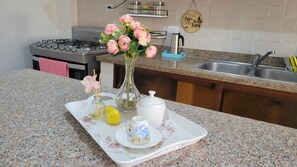 Réfrigérateur, four, plaque de cuisson, cafetière/bouilloire