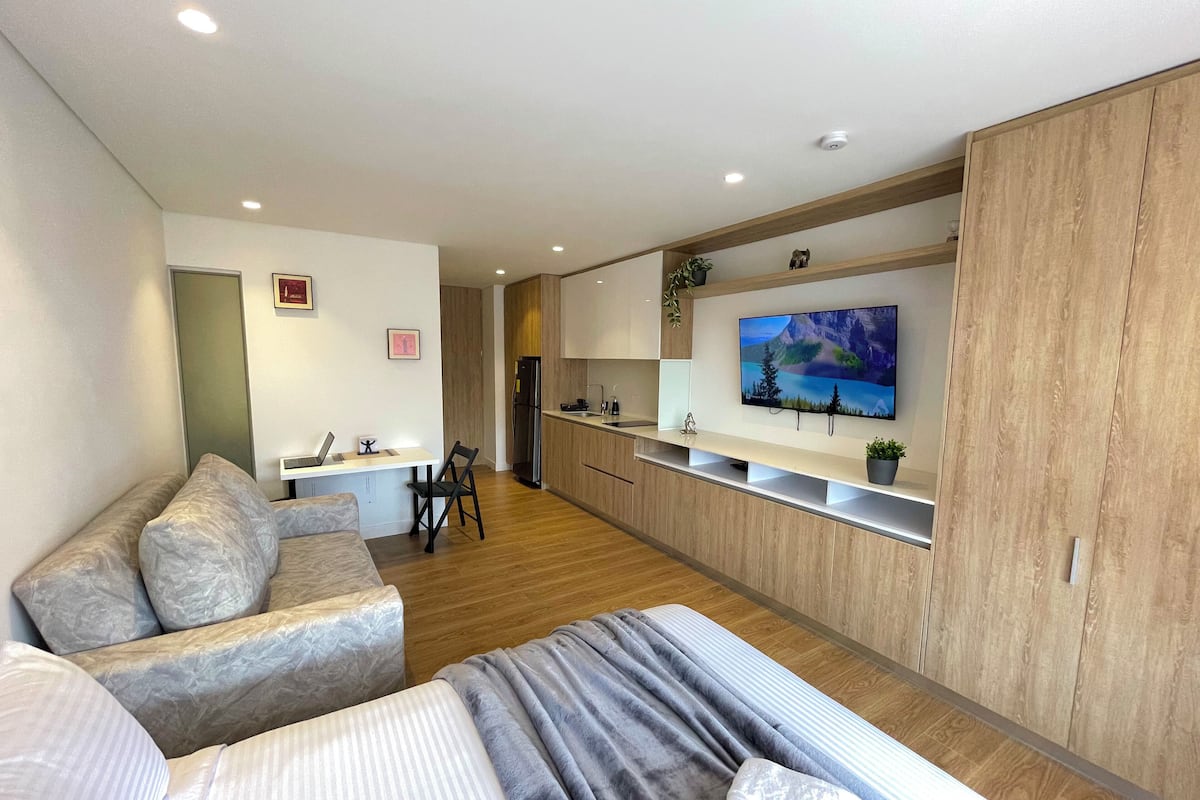 1 bedroom, desk, laptop workspace, iron/ironing board