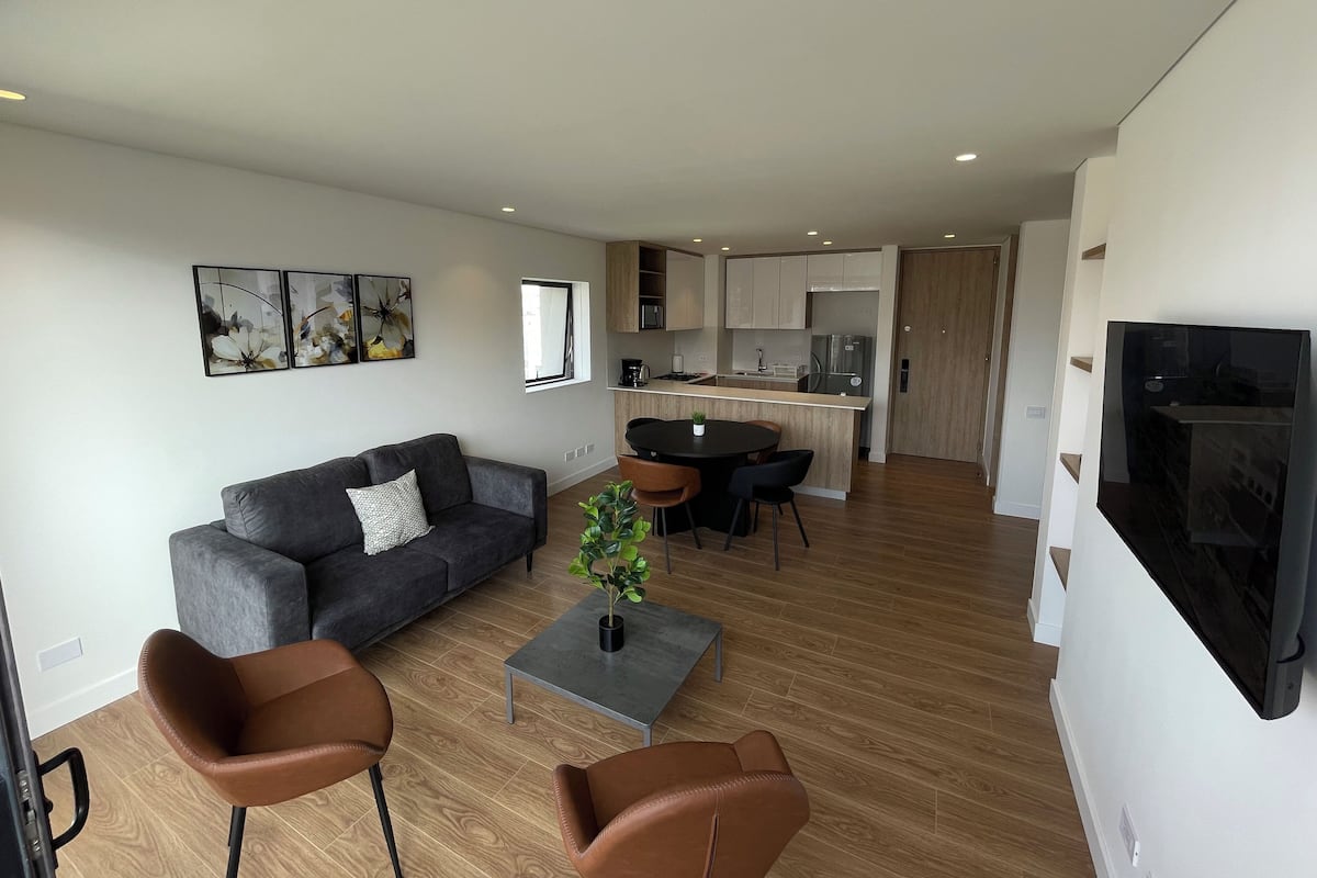 1 bedroom, desk, laptop workspace, iron/ironing board