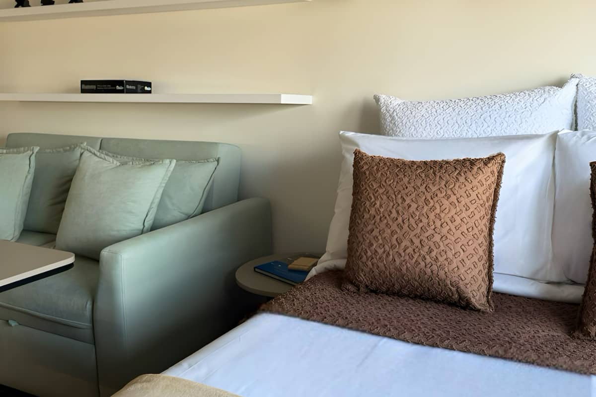 1 bedroom, desk, laptop workspace, iron/ironing board
