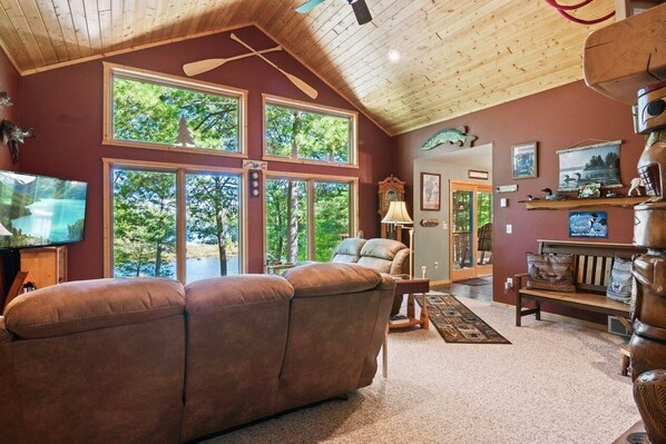 Smart TV, fireplace, DVD player, video library