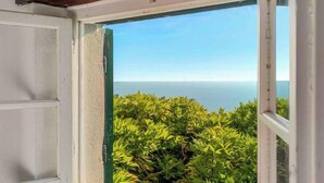 A view through a window with a view of the sea and greenery. - Villa Mesco 360, Terre Marine (Levanto)