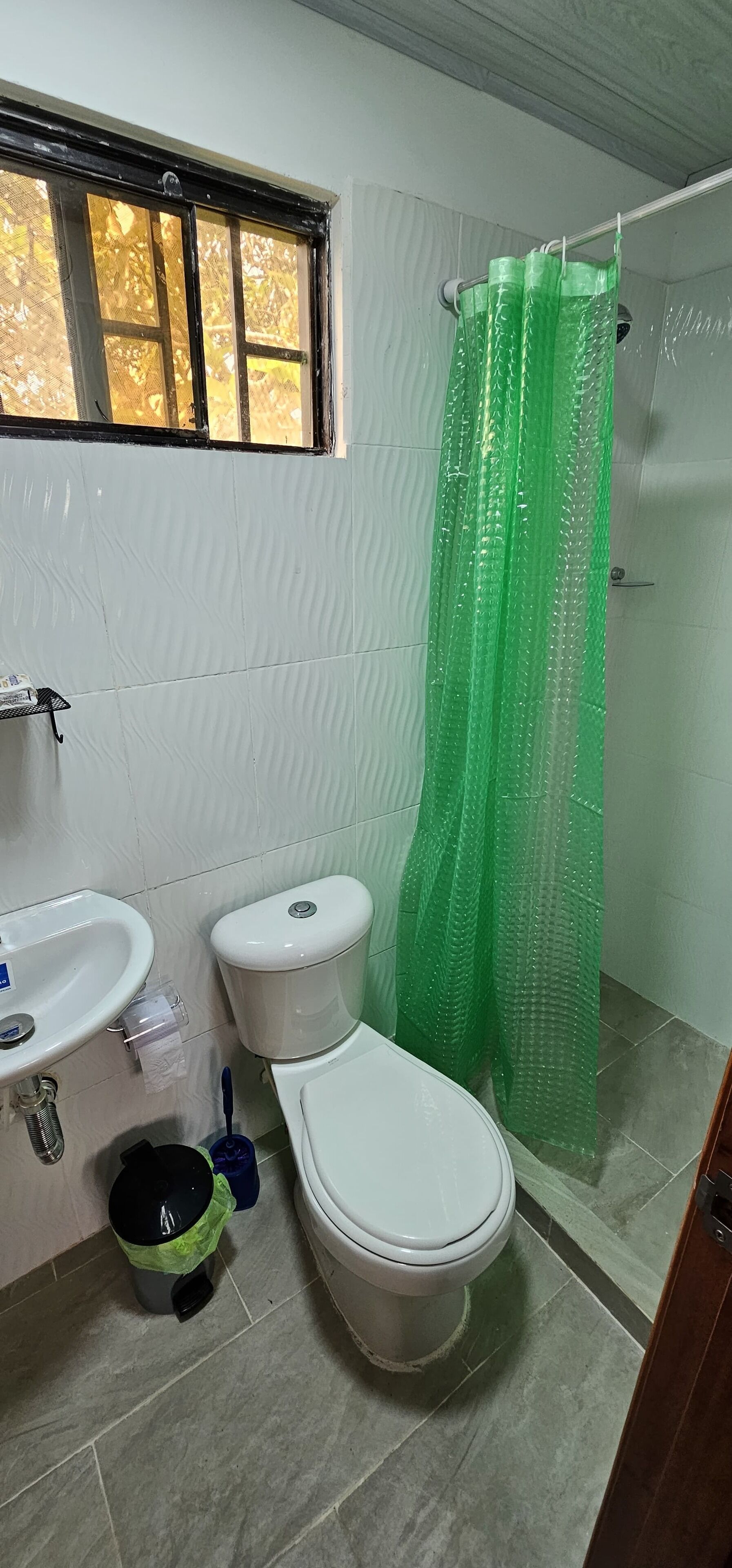 シャワー、タオル、石鹸、トイレットペーパー