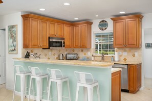 Fridge, microwave, oven, dishwasher