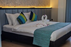 Family Double or Twin Room, Balcony, Pool View | In-room safe, desk, laptop workspace, blackout drapes - Zinnia Villa (Maafushi)