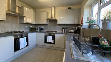 Fridge, microwave, oven, electric kettle