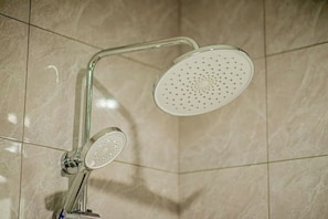 Shower, bidet, towels, soap