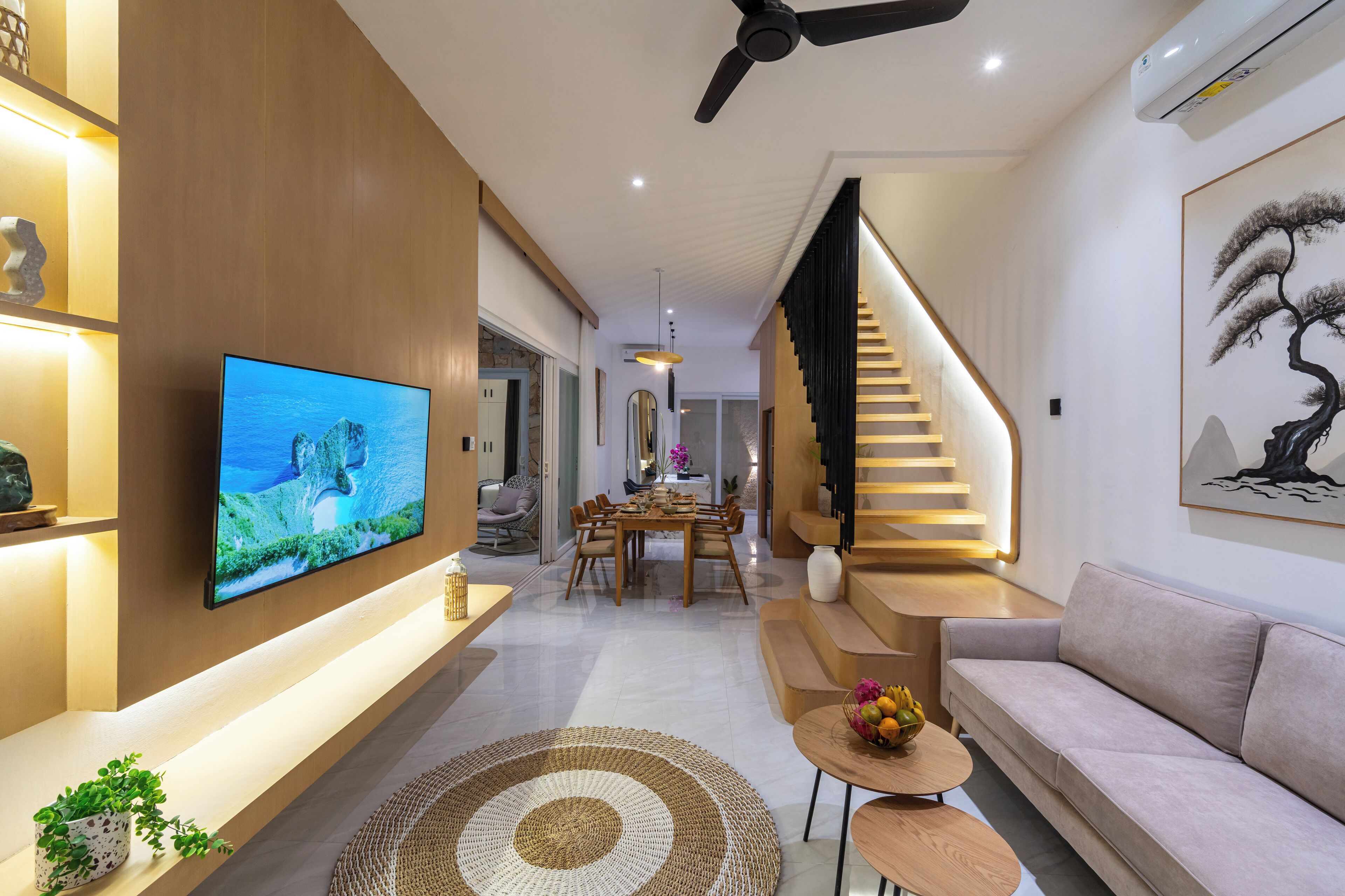 Deluxe-Villa, Poolblick | Wohnbereich