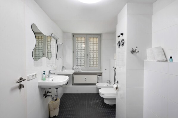 Douche, sèche-cheveux, serviettes fournies
