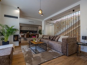 TV, fireplace