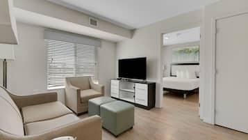 2 bedrooms, desk, iron/ironing board, travel crib