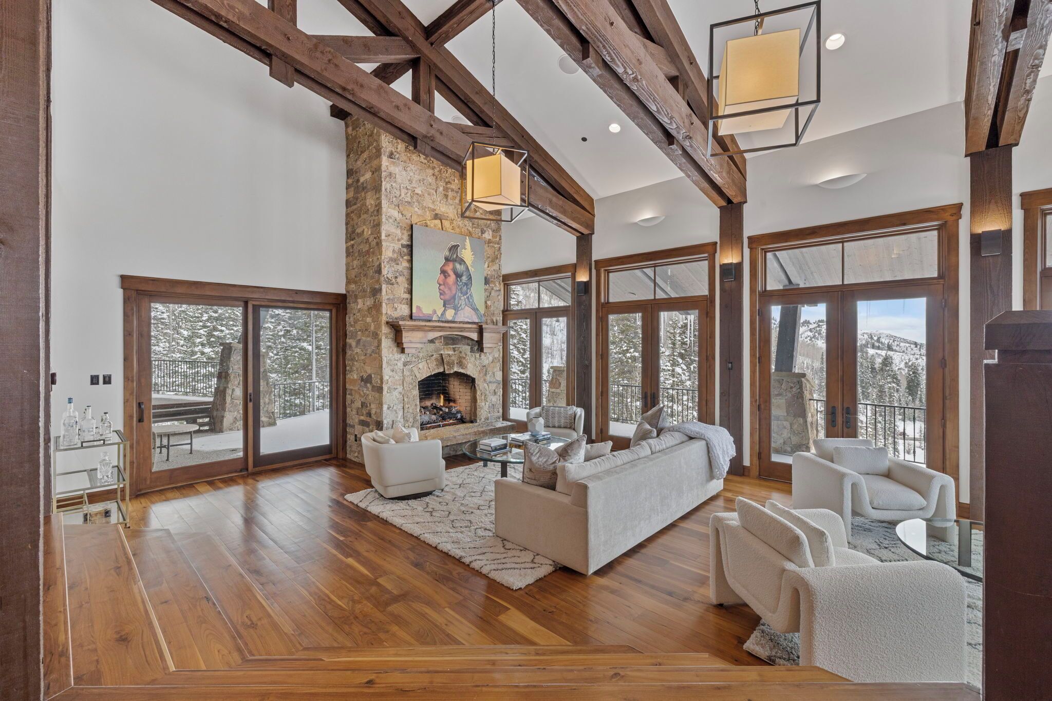 Smart TV, fireplace, foosball, books