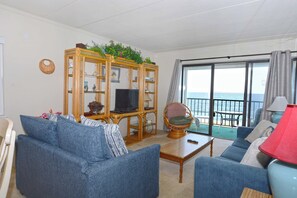 Living area - Enjoy beautiful ocean views in this 2 bedroom, oceanfront condo located uptown! (Ocean City)
